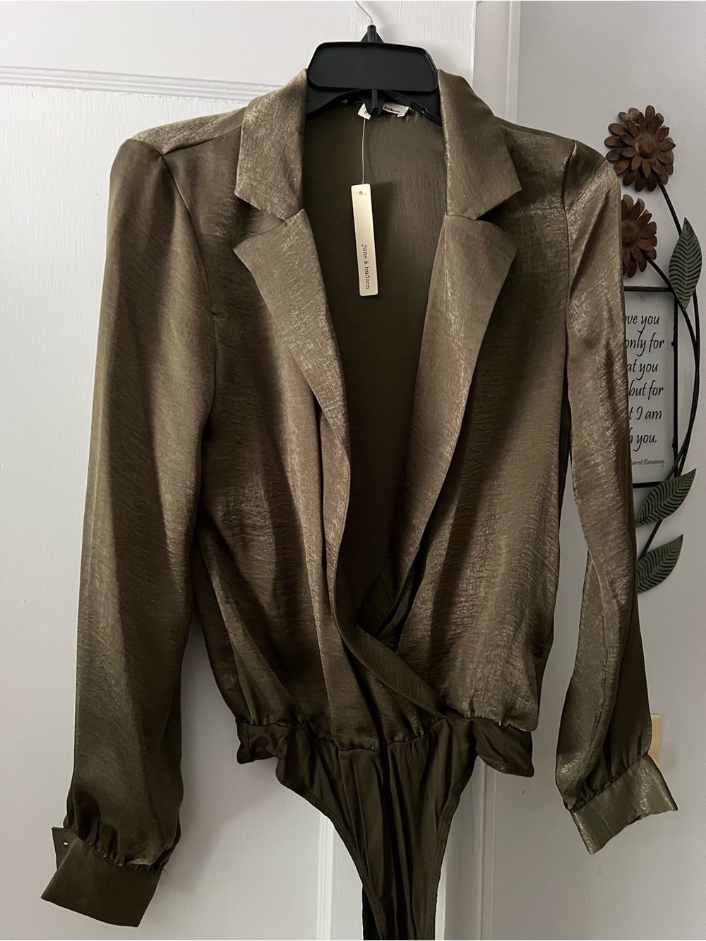june & hudson Olive Textured Draped Blouse - Picture 2 of 5